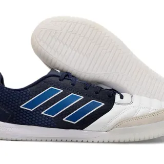 Adidas Navy White Low-Top Quilted Leather Toe Cap Indoor Soccer Shoes