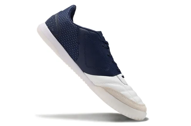 Adidas Chaussures de football indoor matelassées en cuir à pointe color navy white low-top 2