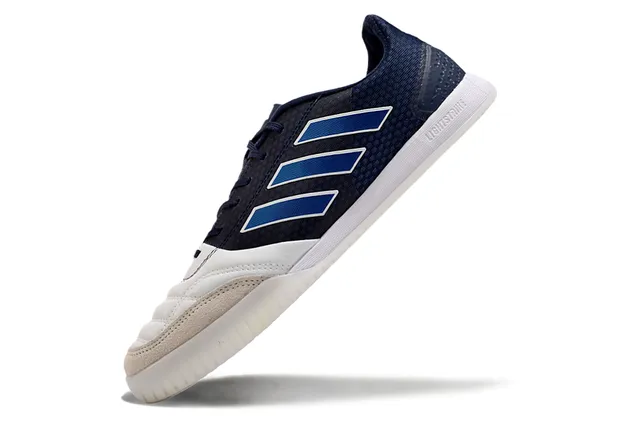 Adidas Chaussures de football indoor matelassées en cuir à pointe color navy white low-top 3
