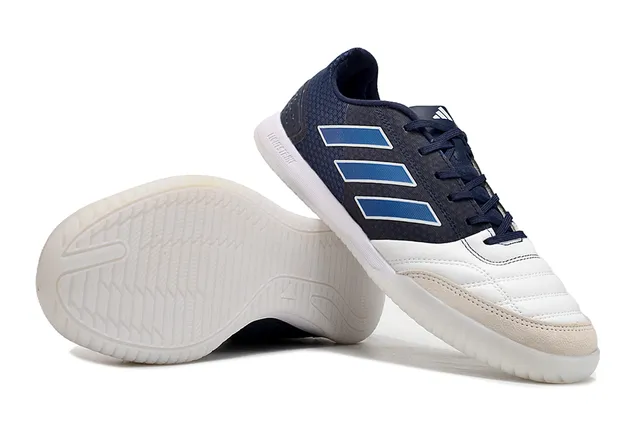 Adidas Chaussures de football indoor matelassées en cuir à pointe color navy white low-top 4