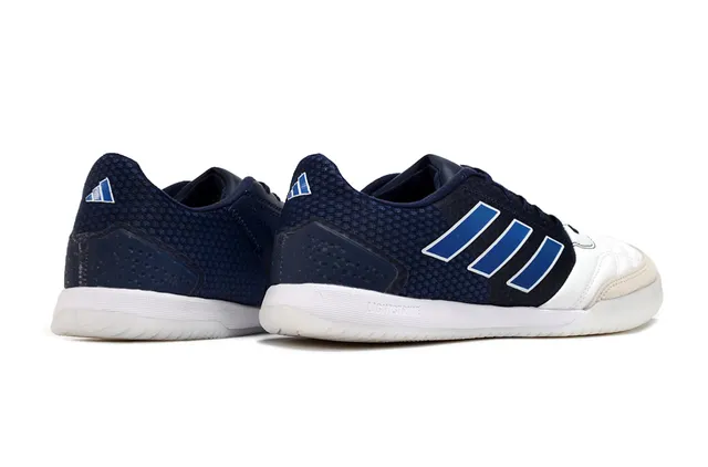 Adidas Chaussures de football indoor matelassées en cuir à pointe color navy white low-top 5