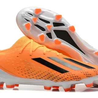 Adidas Orange Black Low-Cut Synthetic Upper Asymmetrical Lacing Firm-Ground Soccer Shoes