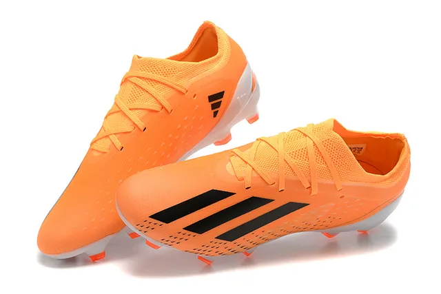Adidas Orange Black Low-Cut Synthetic Upper Asymmetrical Lacing Firm-Ground Soccer Shoes 2