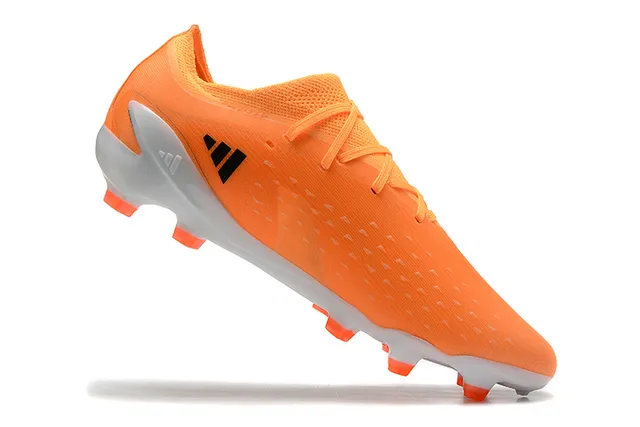 Adidas Orange Black Low-Cut Synthetic Upper Asymmetrical Lacing Firm-Ground Soccer Shoes 3