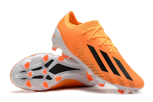 Adidas Orange Black Low-Cut Synthetic Upper Asymmetrical Lacing Firm-Ground Soccer Shoes 6