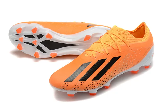 Adidas Orange Black Low-Cut Synthetic Upper Asymmetrical Lacing Firm-Ground Soccer Shoes 7