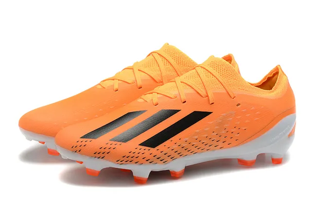 Adidas Orange Black Low-Cut Synthetic Upper Asymmetrical Lacing Firm-Ground Soccer Shoes 8
