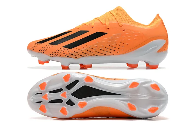 Adidas Orange Black Low-Cut Synthetic Upper Asymmetrical Lacing Firm-Ground Soccer Shoes 9