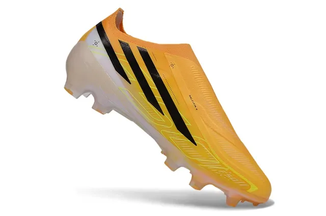 Adidas Chaussures de football Orange Noir Col de Chaussette Crampons Moldés Terrain Ferme 2