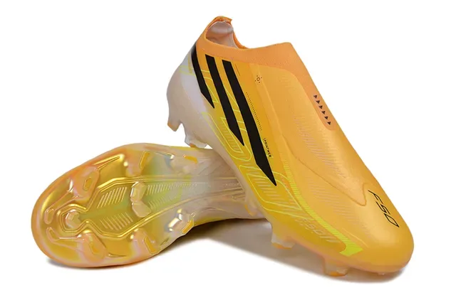 Adidas Chaussures de football Orange Noir Col de Chaussette Crampons Moldés Terrain Ferme 4