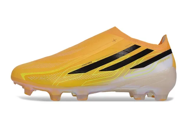 Adidas Chaussures de football Orange Noir Col de Chaussette Crampons Moldés Terrain Ferme 7