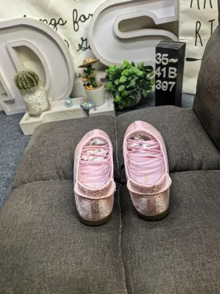 Adidas Pink Beige Laceless Embossed Floral Upper Ballet Flat 8