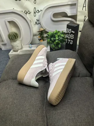Adidas Pink Beige Suede Upper Three-Stripe Side Panel Lifestyle Sneakers 6
