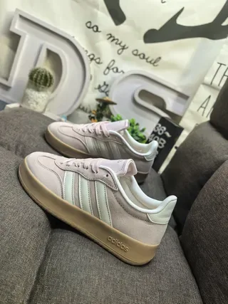 Adidas Pink Beige Suede Upper Three-Stripe Side Panel Lifestyle Sneakers 7