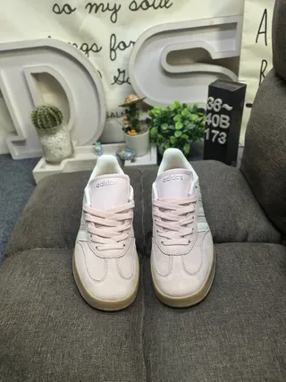 Adidas Pink Beige Suede Upper Three-Stripe Side Panel Lifestyle Sneakers 10