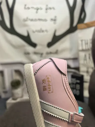 Adidas Pink Beige Three-Strap Velcro Closure Rounded Toe Lifestyle Sneakers 3
