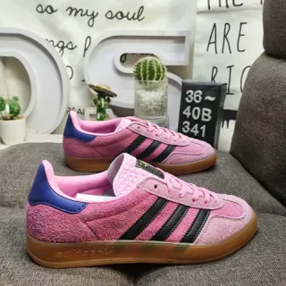 Adidas Pink Blue Suede Upper Three-Stripe Side Panel Lifestyle Sneakers