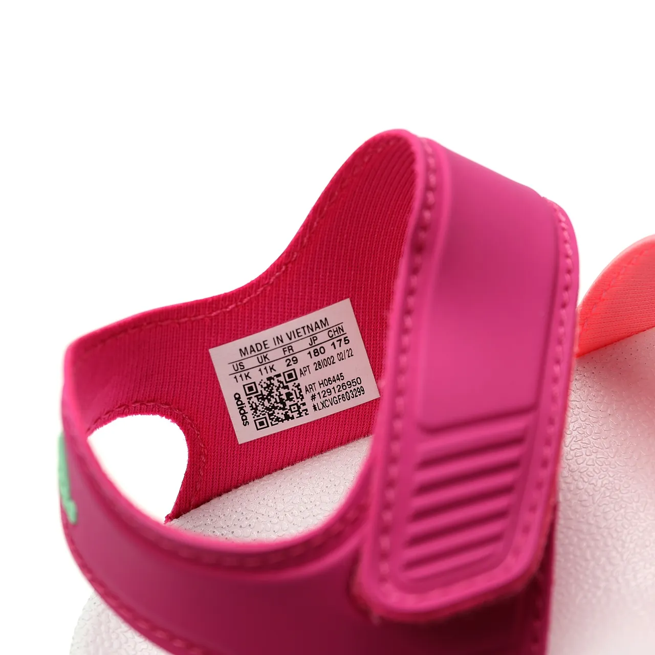 Adidas Rose Rouge Moldeada EVA Suela Ajustable Lanière Velcro Strap Sandales Casual 22