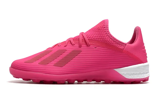 Adidas Chaussures de football avec empeigne tricot rose et blanc texture côtelée pour gazon artificiel 14