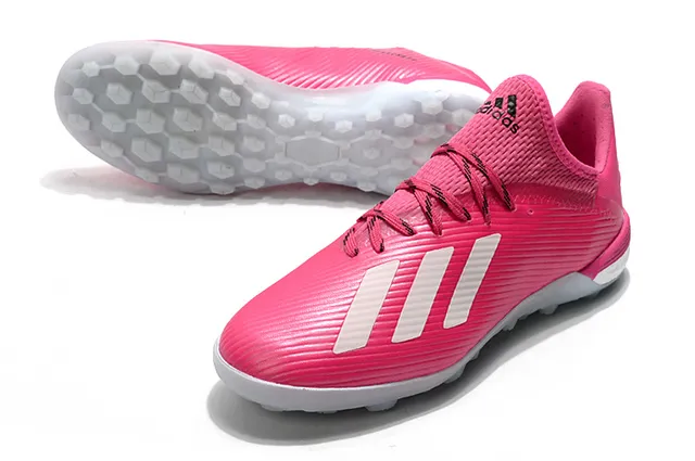 Adidas Chaussures de football avec empeigne tricot rose et blanc texture côtelée pour gazon artificiel 24