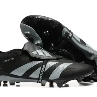 Adidas Predator Black and Silver Firm-Ground Soccer Shoes