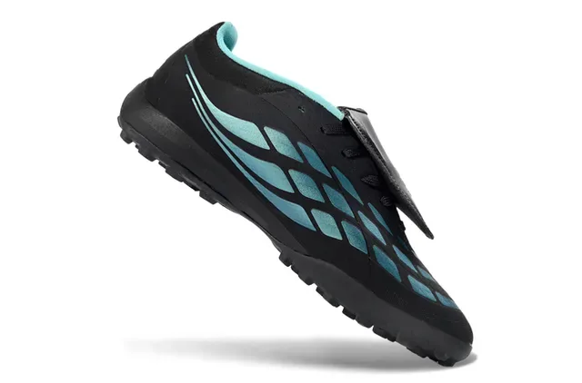 Adidas Predator Noir Bleu Sans Lacets Fermeture à Straps Panneaux de Superposition Synthétiques Chaussures de Football pour Pelouse 2