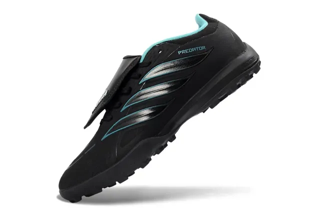Adidas Predator Noir Bleu Sans Lacets Fermeture à Straps Panneaux de Superposition Synthétiques Chaussures de Football pour Pelouse 3