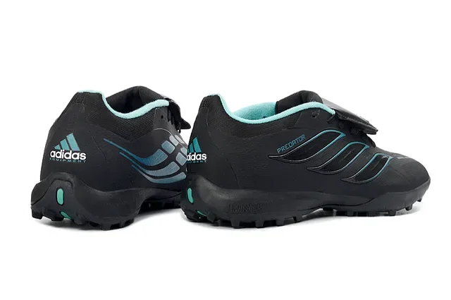 Adidas Predator Noir Bleu Sans Lacets Fermeture à Straps Panneaux de Superposition Synthétiques Chaussures de Football pour Pelouse 5