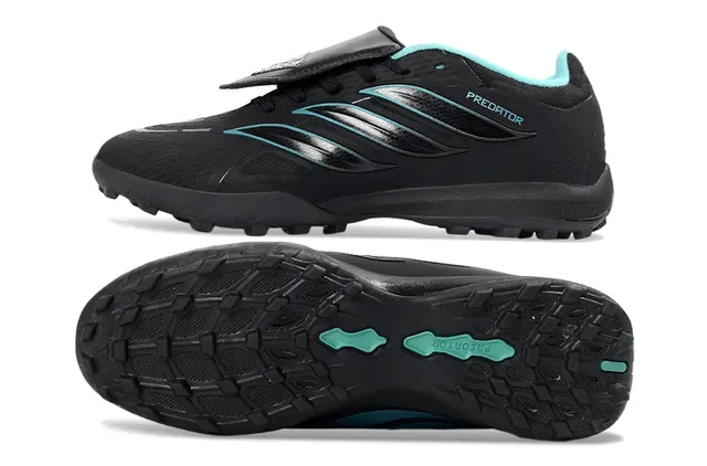 Adidas Predator Noir Bleu Sans Lacets Fermeture à Straps Panneaux de Superposition Synthétiques Chaussures de Football pour Pelouse 6