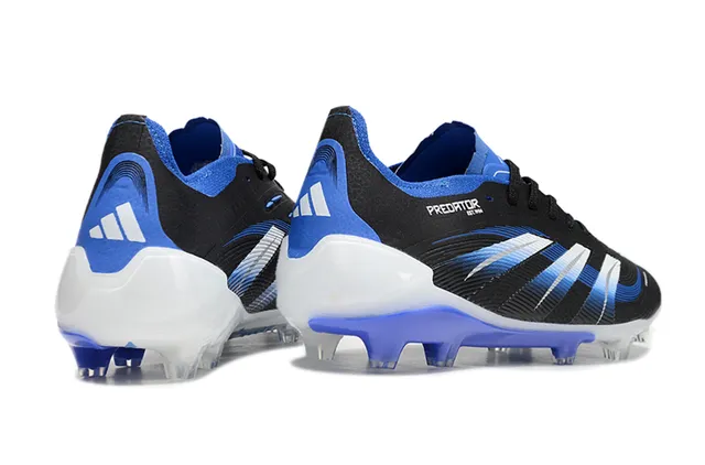 Adidas Predator Black Blue Low-Cut Synthetic Upper Wave-Patterned Striped Overlay Firm-Ground Soccer Shoes 3