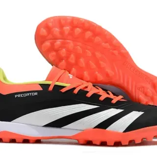 Adidas Predator Black Orange Low-Cut Synthetic Upper Conical Studs Turf Soccer Shoes