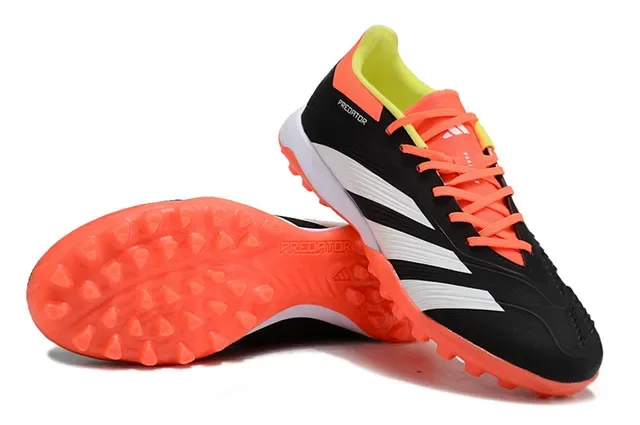 Adidas Predator Chaussures de Football Turf Noir et Orange Low-Cut Upper Synthétique Clous Coniques 4