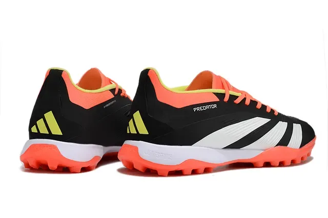 Adidas Predator Chaussures de Football Turf Noir et Orange Low-Cut Upper Synthétique Clous Coniques 5