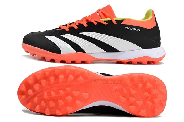 Adidas Predator Chaussures de Football Turf Noir et Orange Low-Cut Upper Synthétique Clous Coniques 6