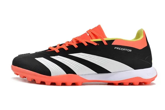 Adidas Predator Chaussures de Football Turf Noir et Orange Low-Cut Upper Synthétique Clous Coniques 7