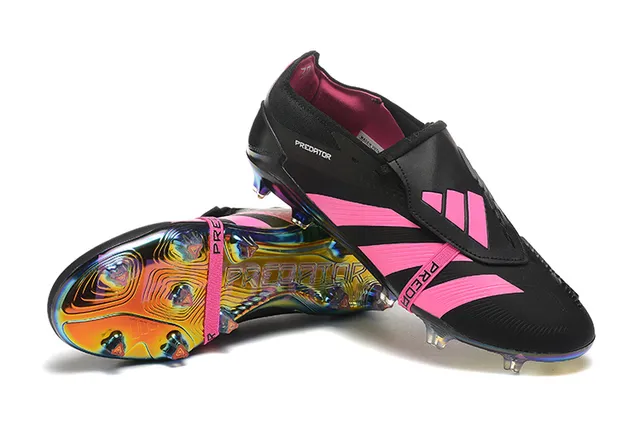 Adidas Predator Black Pink Low-Cut Cleat Midfoot Strap Closure Firm-Ground Soccer Shoes 6