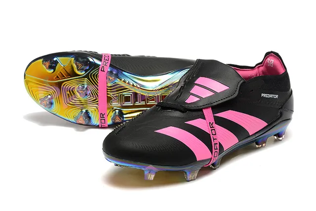 Adidas Predator Black Pink Low-Cut Cleat Midfoot Strap Closure Firm-Ground Soccer Shoes 7