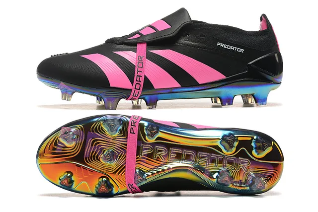 Adidas Predator Black Pink Low-Cut Cleat Midfoot Strap Closure Firm-Ground Soccer Shoes 9