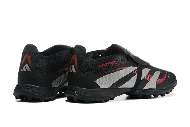Adidas Predator Preto Vermelho Low-Cut Upper Sintético Turf Sapatos de Futebol 2