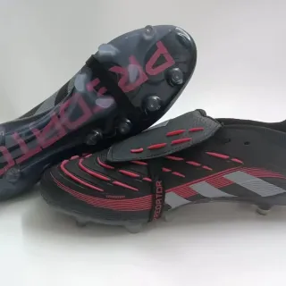 Adidas Predator Black Red Synthetic Upper Wave Overlays Firm-Ground Soccer Shoes
