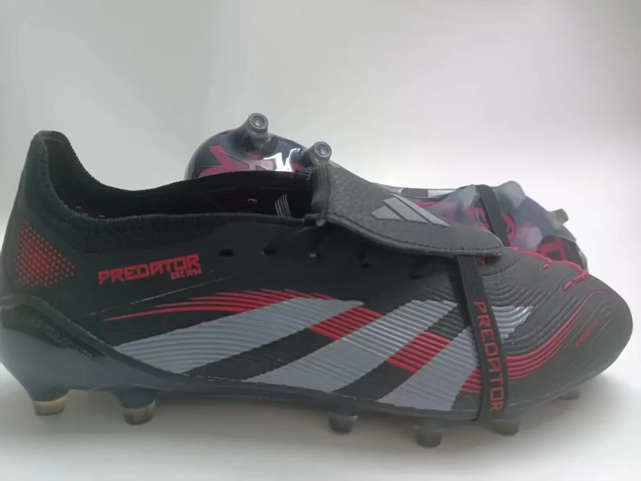Adidas Predator Black Red Synthetic Upper Wave Overlays Firm-Ground Soccer Shoes 2