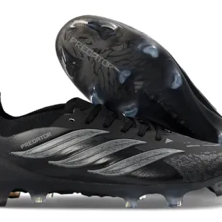 Adidas Predator Black Transparent Synthetic Upper Translucent Blue-Tinted Studs Firm-Ground Soccer Shoes