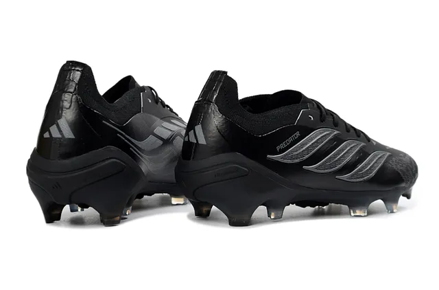 Adidas Predator Black Transparent Synthetic Upper Translucent Blue-Tinted Studs Firm-Ground Soccer Shoes 6