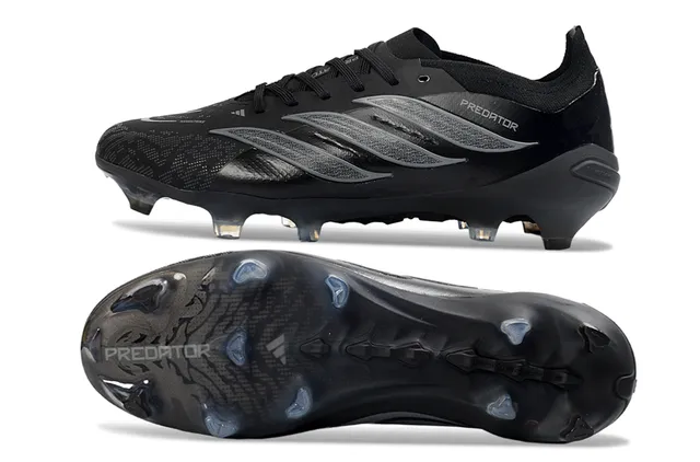 Adidas Predator Black Transparent Synthetic Upper Translucent Blue-Tinted Studs Firm-Ground Soccer Shoes 7