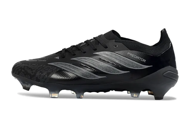 Adidas Predator Black Transparent Synthetic Upper Translucent Blue-Tinted Studs Firm-Ground Soccer Shoes 8