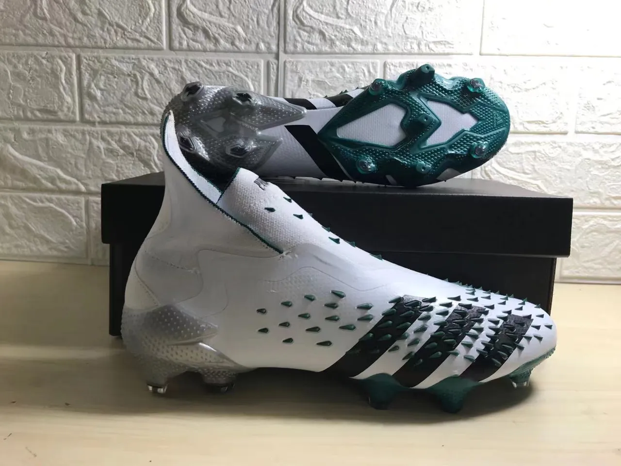Adidas Predator Mutator White Black Green Firm-Ground Sapatos de futebol 3