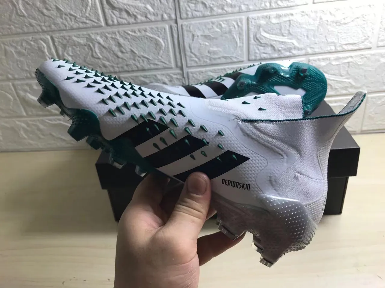 Adidas Predator Mutator White Black Green Firm-Ground Sapatos de futebol 6
