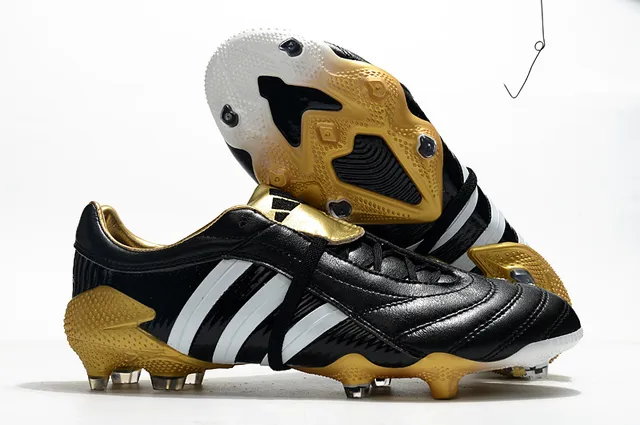 Adidas Predator নেভি গোল্ড চামড়া উপরের রিবড সাইড টেক্সচার ফার্ম-গ্রাউন্ড সকার জুতো 3