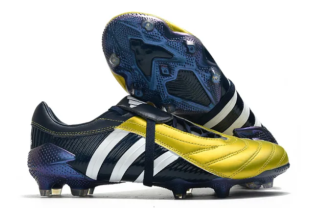Adidas Predator নেভি গোল্ড চামড়া উপরের রিবড সাইড টেক্সচার ফার্ম-গ্রাউন্ড সকার জুতো 4