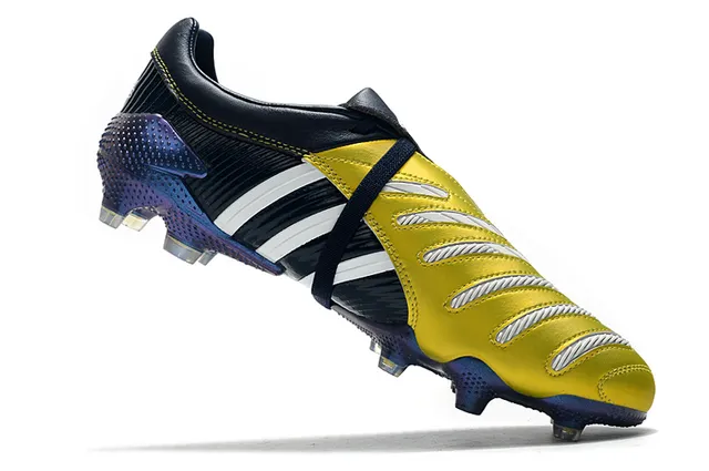 Adidas Predator নেভি গোল্ড চামড়া উপরের রিবড সাইড টেক্সচার ফার্ম-গ্রাউন্ড সকার জুতো 6